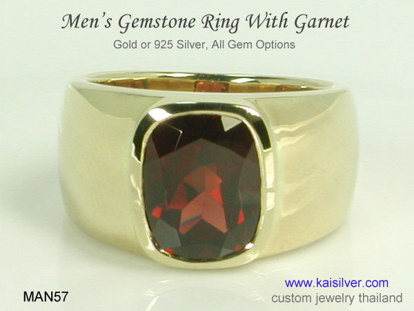 Mens 10k Yellow Gold Natural Rhodolite Garnet Ring Size 9 - Ruby Lane